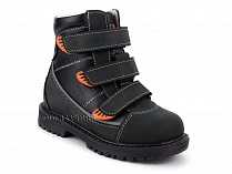 152-121 Бос(Bos), ботинки детские утепленные ортопедические профилактические, байка, кожа, черный, оранжевый в Камчатке