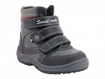 А43-037 Сурсил (Sursil-Ortho), ботинки детские ортопедические с высоким берцем, зимние, натуральный мех, кожа, черный, красный в Камчатке