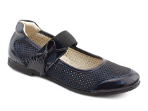 0015-500-0076 (37-40) Джойшуз (Djoyshoes), туфли Подростковые ортопедические профилактические, кожа перфорированная, темно-синий  в Камчатке