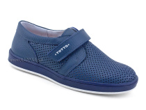 30024-702 Тотто (Totto), туфли школьные ортопедические профилактические, кожа перфорированная, синий в Камчатке