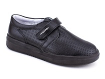30024-701 Тотто (Totto), туфли школьные ортопедические профилактические перфорированная, кожа, чёрный в Камчатке