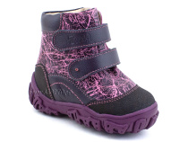 520-8 (21-26) Твики (Twiki) ботинки детские зимние ортопедические профилактические, кожа, натуральный мех, розовый, фиолетовый 
