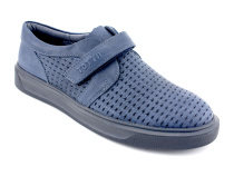 Туфли школьные ортопедические профилактическиеТотто (Totto) 30024/1-22, натуральная перфорированная кожа, синий в Камчатке