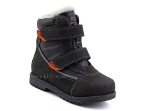 151-13   Бос(Bos), ботинки детские зимние профилактические, натуральная шерсть, кожа, нубук, черный, оранжевый в Камчатке