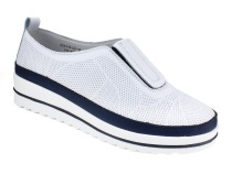 K231-R-LX-16-A (41-43) Кумфо (Kumfo) туфли для взрослых, перфорированная кожа, белый, синий в Камчатке