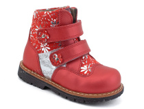 2031-13 Миниколор (Minicolor), ботинки детские ортопедические профилактические утеплённые, кожа, байка, красный в Камчатке