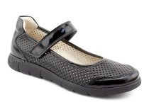 0026-178-043 (37-40) Джойшуз (Djoyshoes), туфли подростковые ортопедические профилактические, кожа перфорированная, черный  в Камчатке